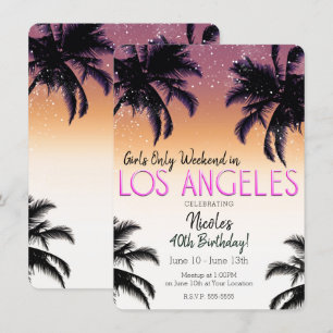 Los Angeles LA Summer Girls Weekend Birthday Party Invitation