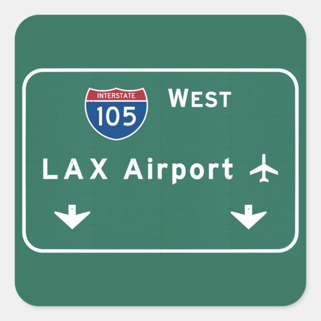 Los Angeles LAX Airport I-105 W Interstate Ca - Square Sticker (Front)