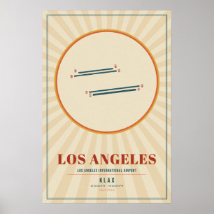Los Angeles LAX Airport Runway Map Poster Retro