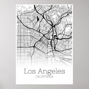 Los Angeles Map - California CA - City Map Poster