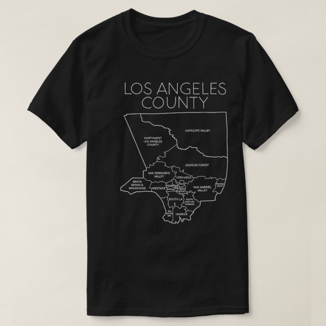 Los Angeles Map California LA Neighbourhoods Urban T-Shirt (Design Front)