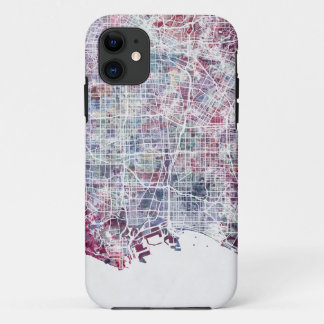 Los Angeles map California waterpainting iPhone 11 Case
