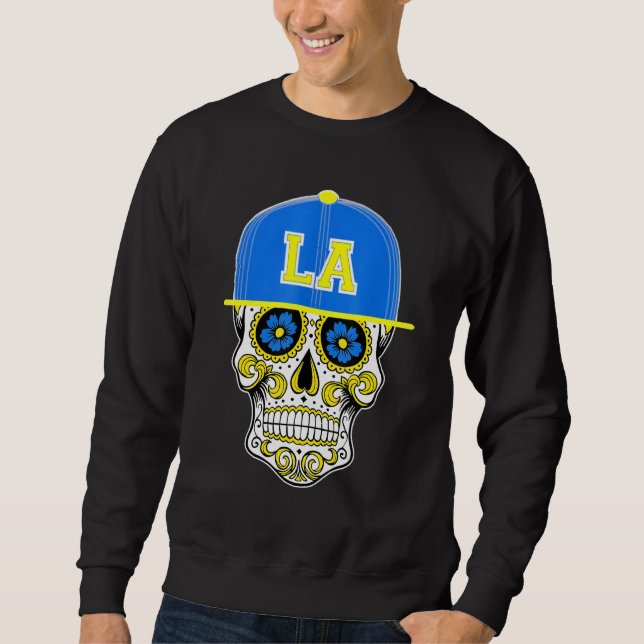 Los Angeles Mexican Sugar Skull Day Of The Dead Me Sweatshirt (Front)