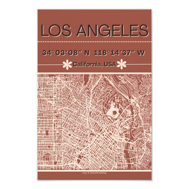 Los Angeles Minimal City Map Poster (Front)