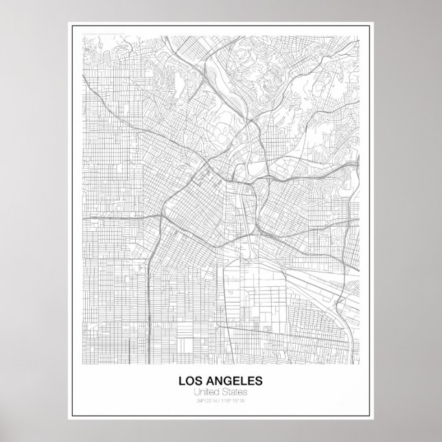 Los Angeles Minimalist Map Poster (Style 2) (Front)