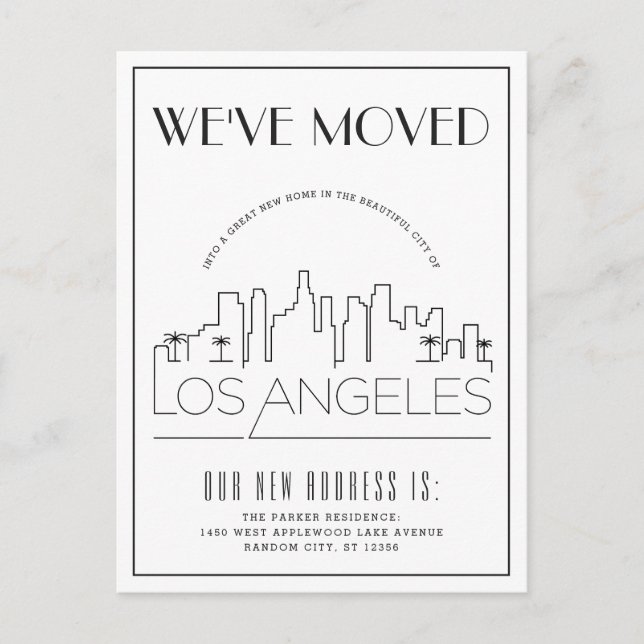 Los Angeles Modern Deco | Change of Address Announcement Postcard (Front)