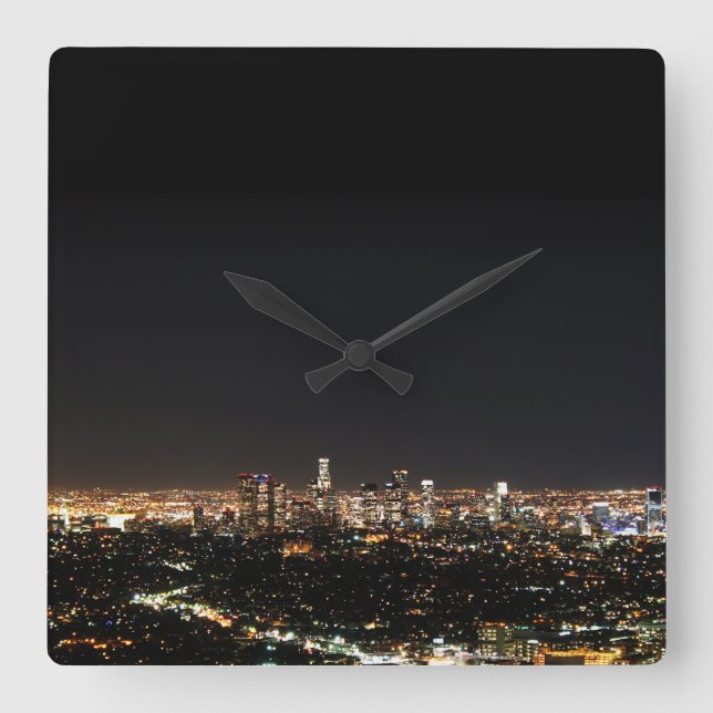 Los Angeles Night Square Wall Clock (Front)
