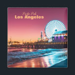 Los Angeles Pink & Blue Sunset Santa Monica Pier Magnet<br><div class="desc">Los Angeles Pink & Blue Sunset Santa Monica Pier magnet: This photograph was taken in Santa Monica,  Los Angeles,  California. Use my image,  or swap it for your own,  either way,  this is a great magnet to stick to your fridge to remember your summer adventure.</div>