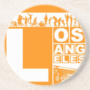Los Angeles Poster in Orange colour Coaster