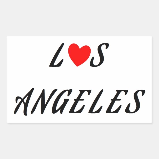 Los Angeles Red Heart Rectangular Sticker (Front)