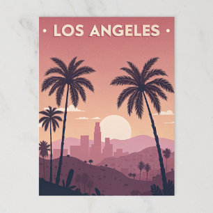 Los Angeles Retro Sunset with Palm Trees Postcard