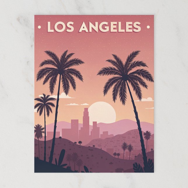 Los Angeles Retro Sunset with Palm Trees Postcard (Creator Uploaded)