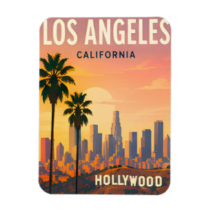 Los Angeles Skyline and Hollywood Hills Magnet
