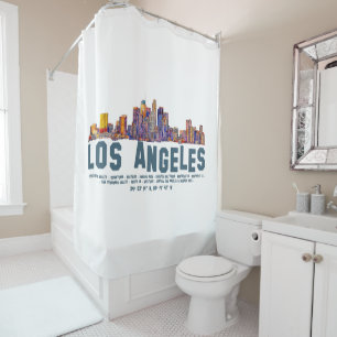 Los Angeles Skyline. Area Names and Coordinates Shower Curtain