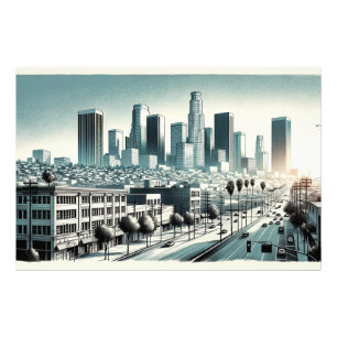 Los Angeles Skyline   Artistic Rendering Wall Art