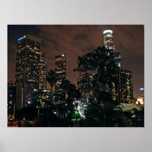 Los Angeles Skyline By Night Poster