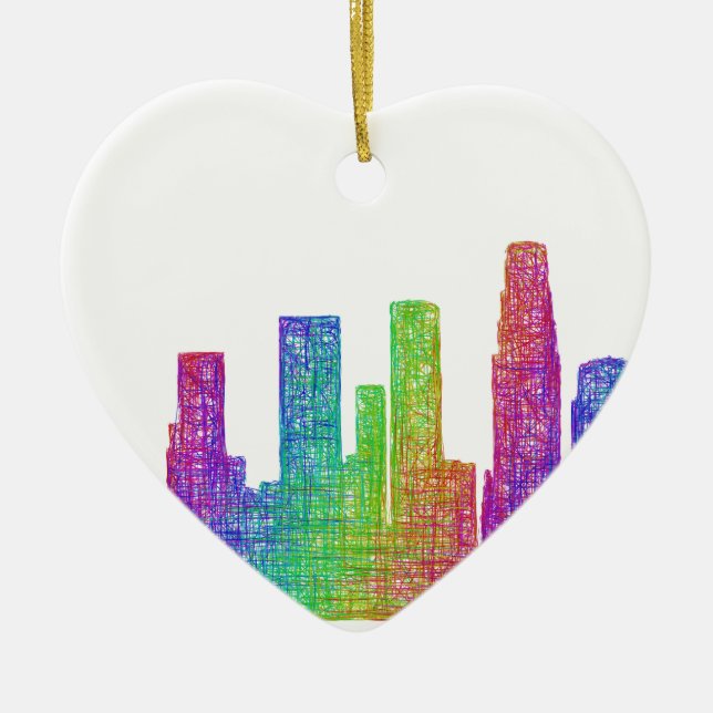 Los Angeles skyline Ceramic Tree Decoration (Front)