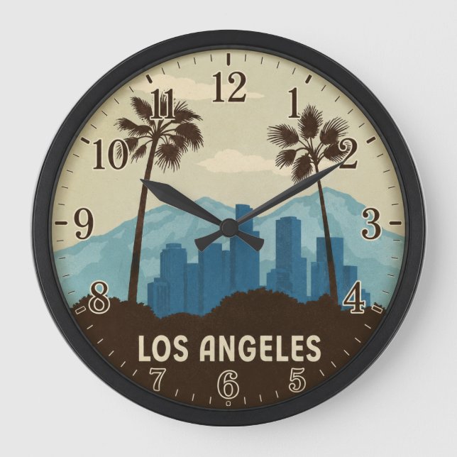 Los Angeles Skyline Large Clock (Front)
