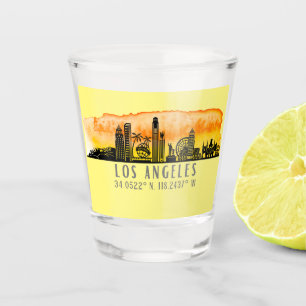 Los Angeles Skyline Latitude and Longitude Shot Glass
