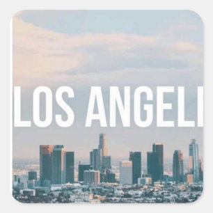 Los Angeles Skyline Retro City Aesthetic Travel Square Sticker