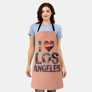 Los Angeles Skyline Sunset & Hollywood Typography  Apron
