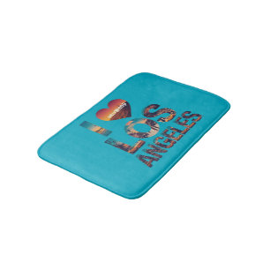 Los Angeles Skyline Sunset & Hollywood Typography Bath Mat