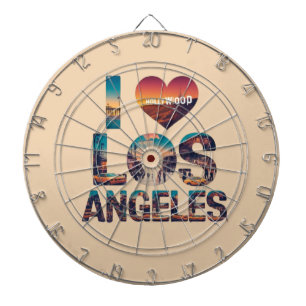 Los Angeles Skyline Sunset & Hollywood Typography Dartboard
