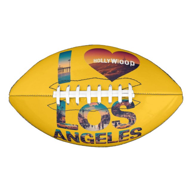 Los Angeles Skyline Sunset & Hollywood Typography Football (Front)