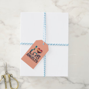 Los Angeles Skyline Sunset & Hollywood Typography Gift Tags