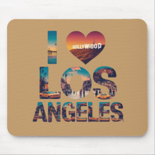 Los Angeles Skyline Sunset & Hollywood Typography Mouse Pad