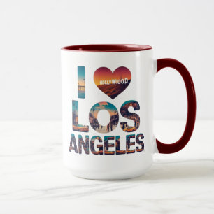 Los Angeles Skyline Sunset & Hollywood Typography  Mug