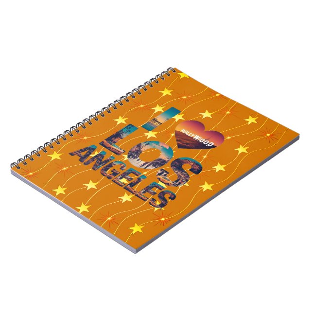 Los Angeles Skyline Sunset & Hollywood Typography Notebook (Left Side)