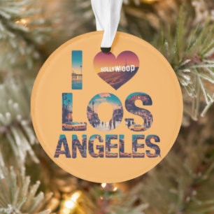 Los Angeles Skyline Sunset & Hollywood Typography  Ornament