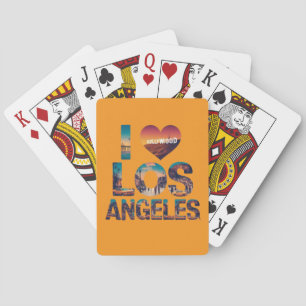 Los Angeles Skyline Sunset & Hollywood Typography  Playing Cards