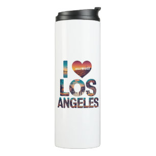 Los Angeles Skyline Sunset & Hollywood Typography  Thermal Tumbler