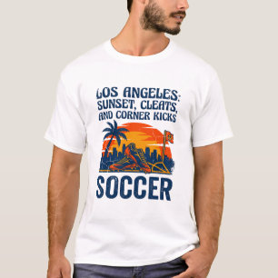 Los Angeles Soccer Sunset Cleats Corner Kicks T-Shirt