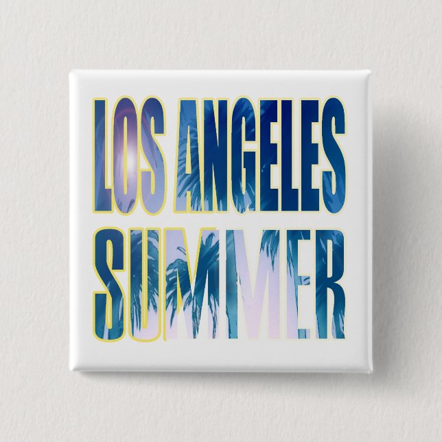"Los Angeles Summer Letter Blue" Button (Front)