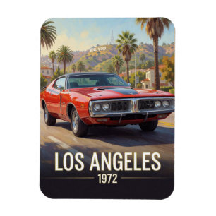 Los Angeles Sunset Muscle Car 1972 California Magnet