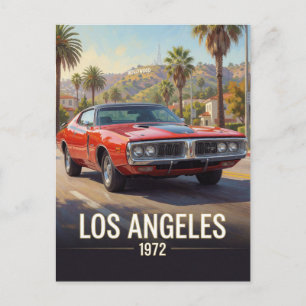 Los Angeles Sunset Muscle Car 1972 California Postcard