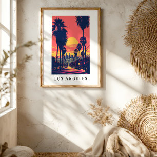 Los Angeles Sunset Skyline Poster - California