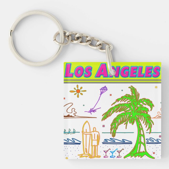 "Los Angeles" Surfer Beach Keychain (Front)