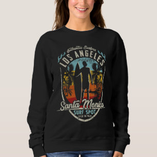 Los Angeles Surfing Vintage Retro Surfer Santa Mon Sweatshirt