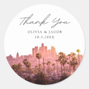 Los Angeles Thank You Wedding Favour DTLA Classic Round Sticker
