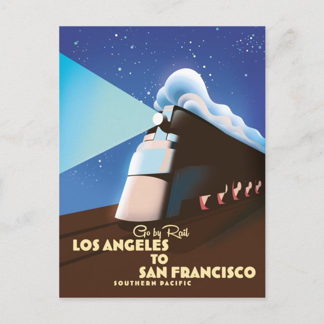 Los Angeles to San Francisco Rail poster Postcard (Front)