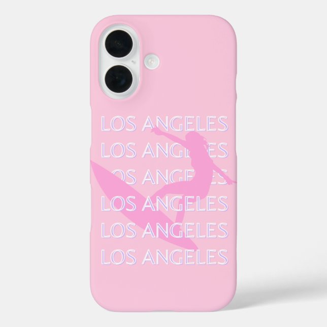 Los Angeles Travel Art, California,  Pink, Preppy Case-Mate iPhone Case (Back)