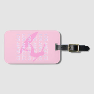 Los Angeles Travel Art, California,  Pink, Preppy Luggage Tag