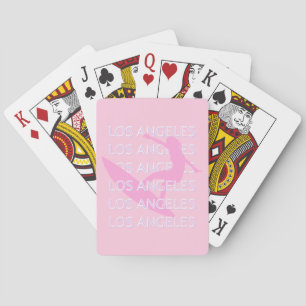 Los Angeles Travel Art, California, Pink, Preppy Playing Cards
