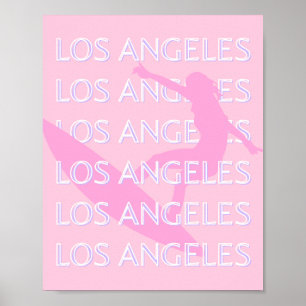 Los Angeles Travel Art, California,  Pink, Preppy Poster