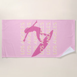 Los Angeles Travel Art, California, Travel Art Beach Towel