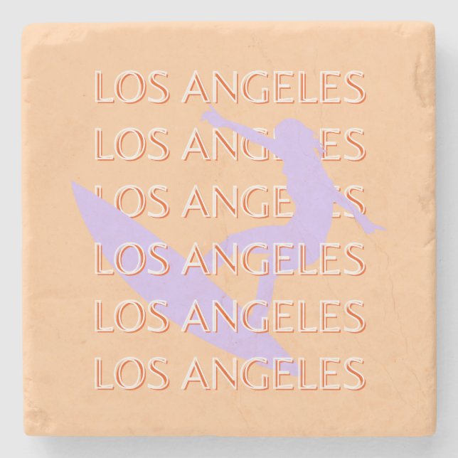 Los Angeles Travel Art, California, Travel Art Stone Coaster (Front)